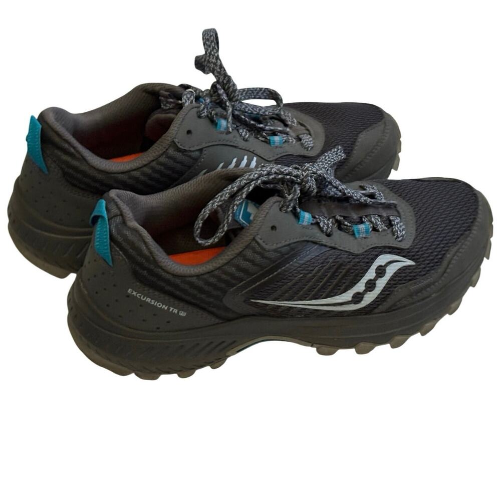 Saucony Excursion TR15 Trail Running Shoes Charcoal Gray Teal Womens 7.5